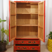 Load image into Gallery viewer, Hand Painted Red Golden Design Lacquer Cabinet
