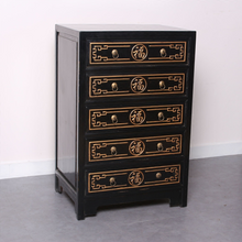 Load image into Gallery viewer, Hand Painted Black Lacquer 5 Drawers Small Cabinet
