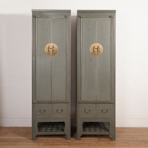 Hand Painted Grey/Green/Red/Grey Carved/Green Carved/Red Carved Lacquer Cabinet