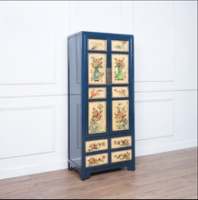 Load image into Gallery viewer, Hand Painted Blue Frame Lacquer Cabinet
