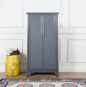 Hand Painted A Shape Pure Grey Lacquer Cabinet