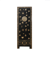 Load image into Gallery viewer, Hand Painted Butterfly Black Lacquer Cabinet
