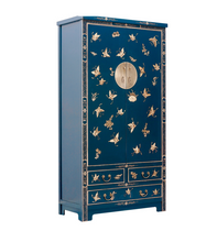 Load image into Gallery viewer, Hand Painted Butterfly Blue 3 Drawers Lacquer Cabinet
