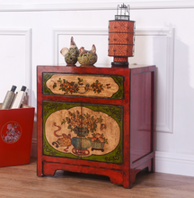 Load image into Gallery viewer, Hand Painted Vintage Style Red/Black Lacquer Small Cabinet
