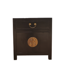 Load image into Gallery viewer, Hand Painted Black Lacquer 1 Drawer 2 Doors Bedside Tables
