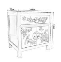 Load image into Gallery viewer, Hand Painted Peony&amp;Cuckoo Yellow Lacquer Bedside Tables
