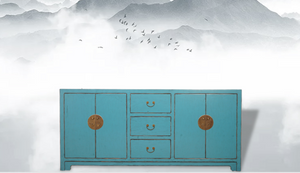 Hand Painted Light Blue Lacquer Sideboard