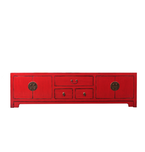 Hand Painted Red Lacquer Sideboard