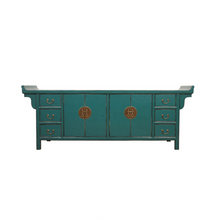 Load image into Gallery viewer, Hand Painted Peacock Blue Lacquer Sideboard
