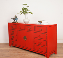 Load image into Gallery viewer, Hand Painted Red/Black Lacquer Sideboard
