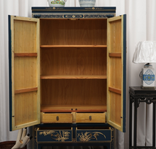 Load image into Gallery viewer, Hand Painted Pavilion Blue Lacquer Cabinet
