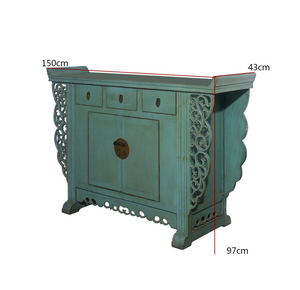 Hand Painted Green Lacquer Small Cabinet