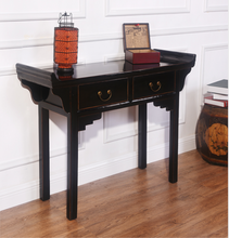 Load image into Gallery viewer, Hand Painted Red/Black Lacquer 2 Drawers Console Table
