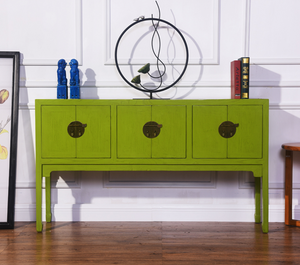 Hand Painted Grey/White/Green Lacquer Console Table