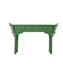 Load image into Gallery viewer, Hand Painted Green Lacquer 4 Drawers Console Table
