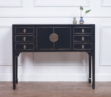 Load image into Gallery viewer, Hand Painted Black/White Lacquer Console Table
