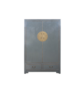 Hand Painted Pure Grey Lacquer Cabinet