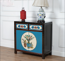 Load image into Gallery viewer, Hand Painted Blue Lacquer Small Cabinet
