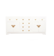 Load image into Gallery viewer, Hand Painted Butterfly White Lacquer Sideboard
