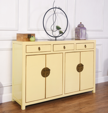 Load image into Gallery viewer, Hand Painted Light Yellow/Black/Blue Lacquer Small Cabinet
