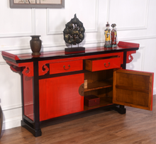 Load image into Gallery viewer, Hand Painted Black Frame Red Lacquer Small Cabinet
