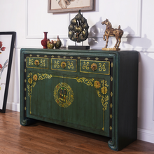 Load image into Gallery viewer, Hand Painted Dark Green Lacquer Small Cabinet
