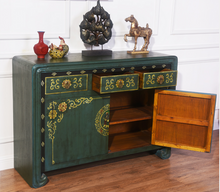 Load image into Gallery viewer, Hand Painted Dark Green Lacquer Small Cabinet
