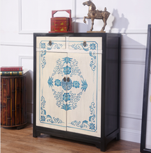 Load image into Gallery viewer, Hand Painted Traditional Chinese Design White Lacquer Small Cabinet
