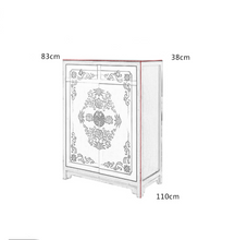 Load image into Gallery viewer, Hand Painted Traditional Chinese Design White Lacquer Small Cabinet
