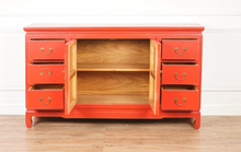 Load image into Gallery viewer, Hand Painted Red Lacquer Sideboard
