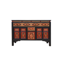 Load image into Gallery viewer, Tibetan Hand Painted Black Frame High Lacquer Sideboard
