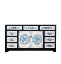 Load image into Gallery viewer, Hand Painted Black Frame White Lacquer Sideboard
