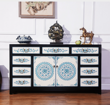 Load image into Gallery viewer, Hand Painted Black Frame White Lacquer Sideboard
