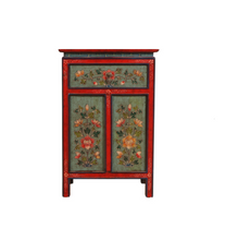 Load image into Gallery viewer, Tibetan Hand Painted Yellow/Green/Blue High Lacquer Bedside Tables
