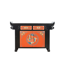 Load image into Gallery viewer, Hand Painted Orange/Red Lacquer Small Cabinet
